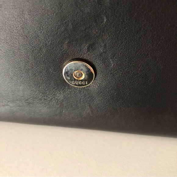 Gucci Rare Black Leather and Gold Bamboo Flap Clutch Bag - Picture 11 of 16